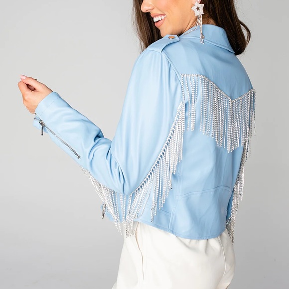Buddy Love Rife Blue Rhinestone Fringe Jacket - Picture 3 of 5